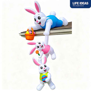 Inflatable Hanging Easter Bunny Family Decoration With Basket For Roof Porch Window And Outdoor Holiday Display - Product Image 2