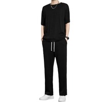 Pantalon d'été en soie glacée pour homme, coupe droite et large, style décontracté, tendance streetwear américaine, design raffiné