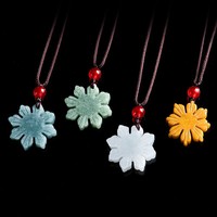 Pendentif en jadéite naturelle, jade solaire philippin, fleur, UNISEXE, cadeau pour femmes et hommes, certificat d'évaluation D366
