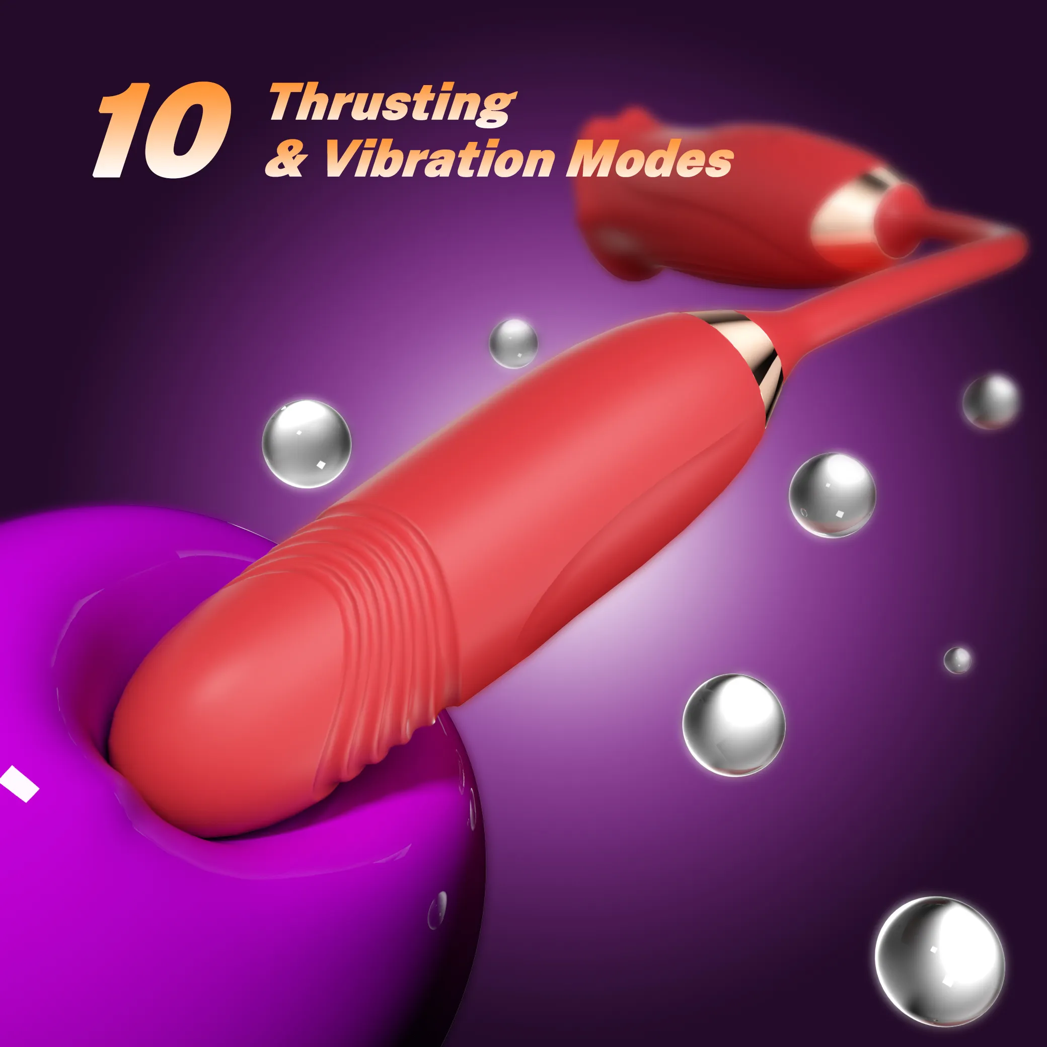 Hot Selling 2 in 1 Lesbian Sex Toys Tongue Licking Breast Clitoral Orgasm Female Double Headed Vibrator