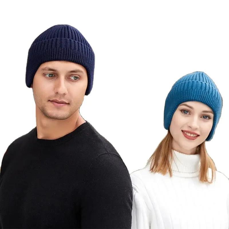 Ingrosso su misura di alta qualità per gli uomini delle donne proteggere orecchio berretto con paraorecchie caldo a coste inverno turno di sci pescatore berretto Docker