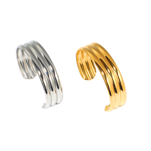 Bracelets géométriques en acier inoxydable plaqué or 18 carats, tendance, unisexe, cadeau - Product Image 1