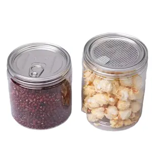 wholesale empty clear High Capacity 730ML PET Plastic Jars Peanut Butter & Coffee Bean storage plastic Jars with Easy Open Lids