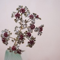 Fleurs synthétiques de couleur automne, dentelle vintage, couleur vin berry, fruit synthétique framboise