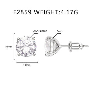 Boucles d'oreilles tendance en laiton plaqué rhodium avec zircon, style simple, pour femme, idéales pour fiançailles, fêtes ou mariages - Product Image 5