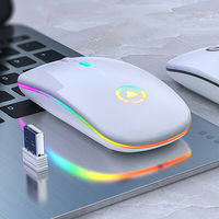Mouse Optik Nirkabel A2 Mini 2.4GHz USB Isi Ulang LED Backlit DPI 1000 Ergonomis untuk PC Laptop Tersedia
