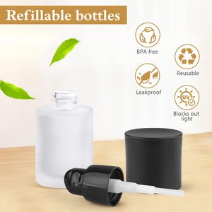 30ml-120ml Frosted Clear Amber Glass Spray Bottle with <b>Black</b> Spray <b>Pump</b> Cap for Perfume Refillable Package - Product Image 3