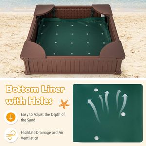 Meilleure vente <span class=keywords><strong>Bac</strong></span> à <span class=keywords><strong>sable</strong></span> <span class=keywords><strong>carré</strong></span> en plastique HDPE 4 places avec base et couvercle pour enfants - Product Image 4