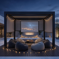 Pergola extérieure motorisée en aluminium avec protection UV, finition thermolaquée, design autoportant pour terrasse et jardin.