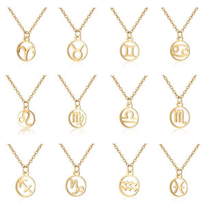 Collana con Ciondolo Zodiacale in Acciaio Inossidabile Placcato Oro e Argento 20MM per Uomo e Donna - Product Image 3