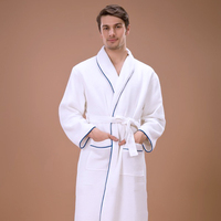 Albornoz de algodón blanco personalizado al por mayor para mujer, estilo gofre, para hotel