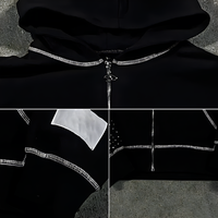 Sweat à capuche zippé pour homme avec empiècements, logo personnalisé, surpiqûres contrastées, manches longues, streetwear, coupe courte, imprimé et brodé