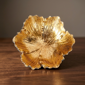 Assiette décorative en métal en forme de fleur, faite à la main, polie, style glamour, motif végétal, vaisselle et assiettes - Product Image 3
