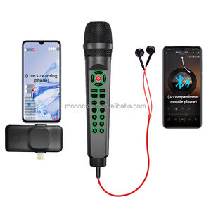 무선 다이나믹 마이크 팟캐스트 무선 핸드헬드 마이크 사운드 카드 포함 에코 트레블 베이스 폰 카라오케 노래용 - Product Image 1