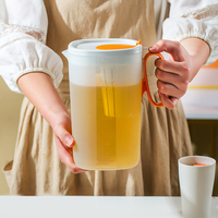 Infuseur à couvercle en plastique transparent résistant à la chaleur de 2,2 L pour thé, lait, jus, refroidisseur, pichet, ensemble de théières froides, bouilloires