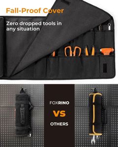 Muestra gratuita: Bolsa de herramientas enrollable portátil multiusos impermeable de PU, organizador de llaves, plegable y colgante - Product Image 4