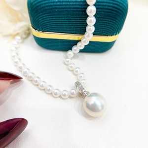 Pendentif en argent S925 avec perles rondes plates de 10 à 15 mm, collier simple à faire soi-même, accessoire avec perles en vrac, produit 30943 - Product Image 2