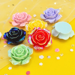 Cabochon en résine 3D en forme de rose couleur AB pour la fabrication de bijoux DIY, accessoires pour coques de téléphone, ornements de mariage - Product Image 5