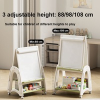 Höhenverstellbare Doppelseitige Kinder-Maltafel Tafel Magnetisch Abwischbar Kinder-Kunststaffelei mit Hocker