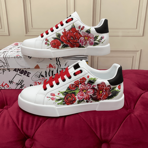 Nouvelles tendances mode 2026 Dolces : Chaussures décontractées Gabbna pour hommes et femmes, imprimées couleur, dessus blanc, maille tissée plate, pour usage quotidien - Product Image 3