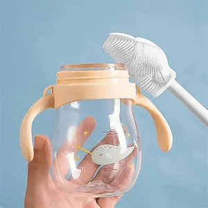 Zenidoo 360 Bendable Eco-Friendly <b>Silicone</b> Multi-Functional Cup Glass Scrubber Soft Bristles Long Handle Household Cleaning <b>Tool</b> - Product Image 3