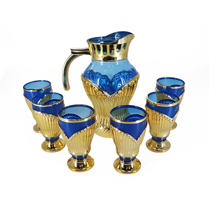7PCS Luxury Hot Selling Home Decor Ethiopian Blue Coffee Cup <strong>Set</strong> <strong>Tea</strong> Glass <strong>Tea</strong> <strong>Pot</strong> Water Jug <strong>Set</strong> - Product Image 1