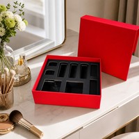 Boîte à maquillage personnalisée OEM ODM en gros, emballage cadeau cosmétique rouge, boîte rigide avec insert en mousse, fabrication directe ISO 9001