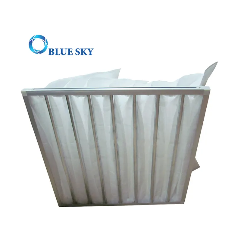 Synthetic Fiber Pocket Air Filter Bag Filter with Aluminum Frame Replacement for HVAC System