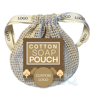 Wholesale Custom Logo Soap Bag Sisal Cotton Mesh Soap Saver Pouch Drawstring <strong>Shower</strong> Exfoliating Quick Dry Hanging Eco Friendly - Product Image 1