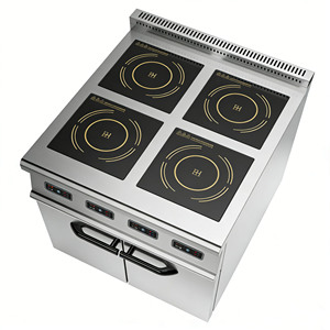 CPVKRY TL-DC-4A Fornello a Induzione Elettrico Industriale con Corpo in Acciaio Inox Facile da Pulire, <span class=keywords><strong>4</strong></span> Bruciatori, 380V 14000W, con Mobile - Product Image 1