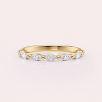 Bague de mariage en diamant de laboratoire de forme marquise certifiée IGI, or jaune/rose et or blanc 14 carats, demi-éternité
