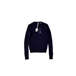 Suéter de Punto Trenzado de Alta Calidad con Cuello Redondo, Forro de Lana de Mohair, Manga Larga con Encaje, Bordado con el Logotipo de <span class=keywords><strong>RL</strong></span> para Caballos Pequeños, para Mujer, Otoño - Product Image 1