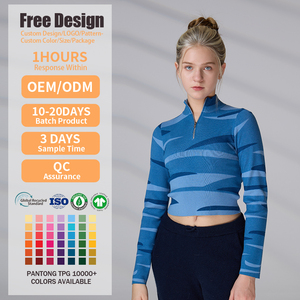 Fabricant de vêtements en tricot sur mesure, pull à fermeture éclair, manches longues, pull court pour femmes - Product Image 2
