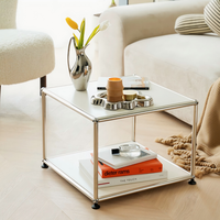 Table basse mobile avec roulettes, table d'appoint de canapé, étagère de rangement, armoire de rangement en acier inoxydable pour salon, meubles de maison