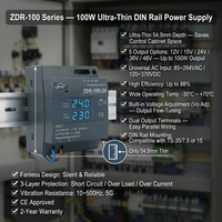 100w smps industriels LED 110V 220V AC à DC 12V 15V 24V 36V 48V alimentation sans interruption sur rail Din