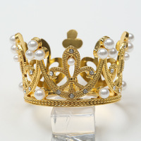 Décorations de fête de mariage en gros, couronnes, cadeau pour fille, décoration de gâteau, mini-couronnes, ensemble de couronnes en métal doré, accessoires pour gâteaux
