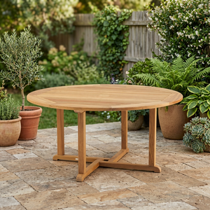 Table à manger en bois massif 50 pouces 4 places, design moderne, imperméable, écologique, durable, plateau naturel, villa, maison, utilisation en extérieur - Product Image 2
