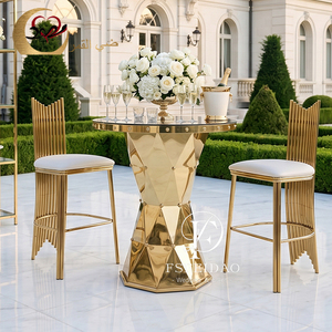 Stainless Steel Mirror <b>Bar</b> High Top Cocktail <b>Table</b> with Modern Design for Wine Cellar & Outdoor Use - Product Image 6