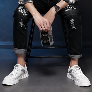 Nuevos Zapatos Deportivos Casuales de Baloncesto para <span class=keywords><strong>Hombre</strong></span>, de Cuero Negro, Zapatillas Más Vendidas, Ligeras y de Estilo Plano - Product Image 4