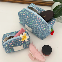 Sac de maquillage à paillettes scintillantes fait à la main sac cosmétique bleu petit organisateur de toilette de voyage magnifique pochette à fermeture éclair