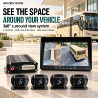 Système de caméra à vue panoramique à 360 degrés avec 4 caméras AHD 1080P IP69K, écran IPS à vision 3D avec écran partagé pour camion, bus, camping-car