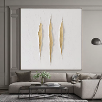 Peinture à l'huile abstraite moderne de luxe, feuille d'or, peinte à la main, texture 3D épaisse, plâtre blanc, toile coupée, taille personnalisable