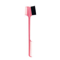 Peigne-brosse 3-en-1 professionnel ionique en nylon multicolore personnalisable double face pour le contrôle des bords, les sourcils, les perruques et le démêlage des cheveux