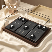 Ensemble de présentoirs à bijoux en microfibre personnalisés de luxe FANXI, plateau de présentation haut de gamme pour montres, bagues et boucles d'oreilles pour magasin