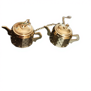 Infuseur à thé en acier inoxydable en forme de boule de thé Vedela Naturals Gold 200 ml pour thé en vrac, filtre à thé réutilisable, créatif, pour herbes - Product Image 4