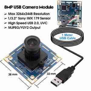 ELP alta definición 8 megapíxeles CMOS IMX179 <span class=keywords><strong>Sensor</strong></span> de Color 8MP Mini módulo de cámara USB UVC Plug Play con lente de 3,6mm reemplazable - Product Image 4