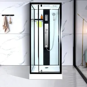 Computer controlled straight tempered glass portable massage shower room with hinge door shower cubicle