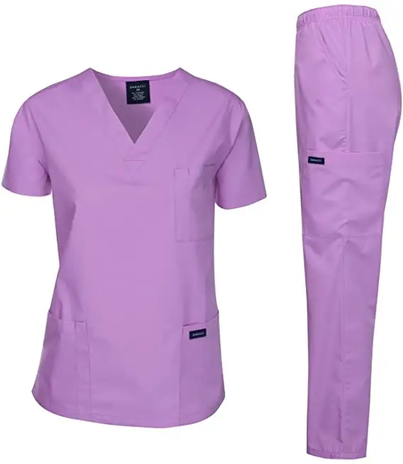 Eczane özel Logo hastane hemşireler üniforma birden cepli pantolon Set tıbbi doktor hemşirelik fırçalayın üniforma kadınlar için