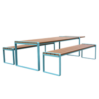 Table de pique-nique commerciale en bois de 6 pieds pour l'extérieur, table de restaurant et bancs pour parc extérieur