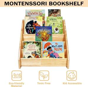 Libreria per il bambino in legno scaffale di esposizione del libro per il bambino libreria ecologico, robusto e sicuro per la crescita dei bambini libreria - Product Image 5